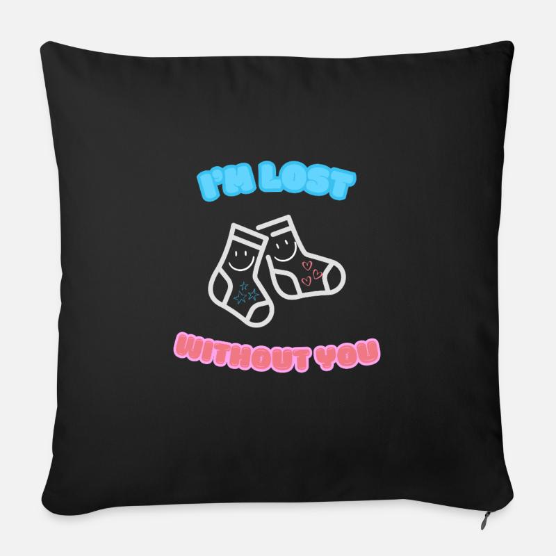 Ich bin verloren ohne dich amour Ich liebe dich Socken - Sofakissenbezug 45 x 45 cm - Schwarz