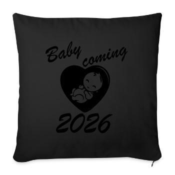 Baby Coming 2026 Heart Motif for Parents-to-be - Sofa pillowcase 17,3'' x 17,3'' (45 x 45 cm) - black - Front