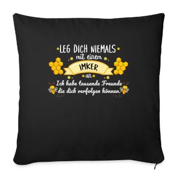 Apiculteur disant amis drôles abeilles cadeau nid d'abeille - Housse de coussin décorative 45 x 45 cm - noir - Devant