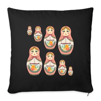 Matroschka Russland Babuschka Puppe - Sofakissenbezug 45 x 45 cm - Schwarz - Vorne