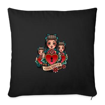 Matroschka Russland Babuschka Puppe - Sofakissenbezug 45 x 45 cm - Schwarz - Vorne