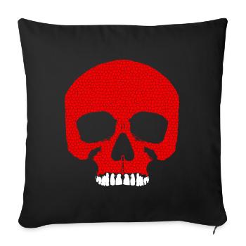 Crâne rouge avec motif de fissure / tête de mort - Housse de coussin décorative 45 x 45 cm - noir - Devant