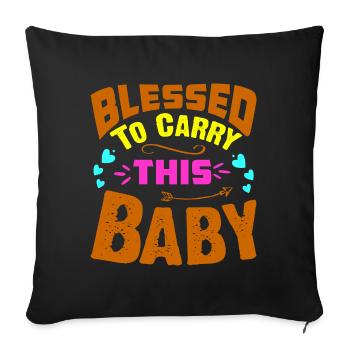 Mère Enceinte Bébé Nourrisson T-shirt Maman - Housse de coussin décorative 45 x 45 cm - noir - Devant