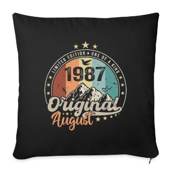 Août 1987 Cadeau D'anniversaire Août 1987 Vintage - Housse de coussin décorative 45 x 45 cm - noir - Devant