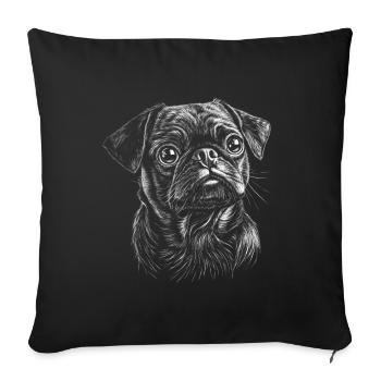 Carlin Portrait Chien Chien - Housse de coussin décorative 45 x 45 cm - noir - Devant