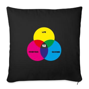 The answer is 42- Life the universe and e - Sofa pillowcase 17,3'' x 17,3'' (45 x 45 cm) - black - Front