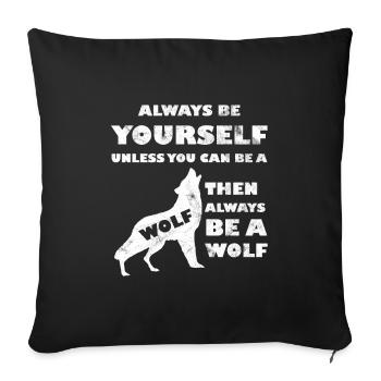 wolf - Sofa pillowcase 17,3'' x 17,3'' (45 x 45 cm) - black - Front