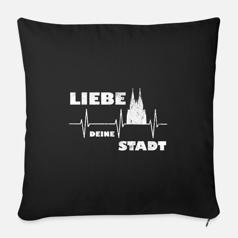 Köln Herzschlag - Sofakissenbezug 45 x 45 cm - Schwarz