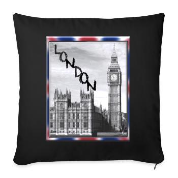 London Big Ben Union Jack - Sofa pillowcase 17,3'' x 17,3'' (45 x 45 cm) - black - Front