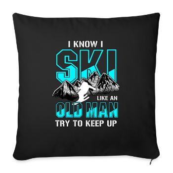 Cadeau pour le skieur d'hiver - Housse de coussin décorative 45 x 45 cm - noir - Devant