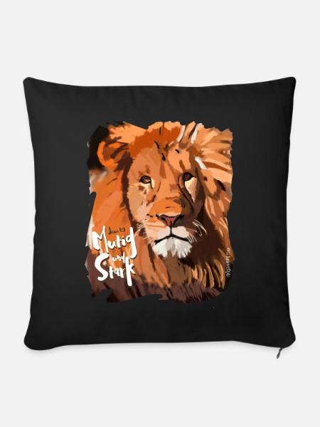 Lion (Josué 1:9) - Housse de coussin décorative 45 x 45 cm - noir