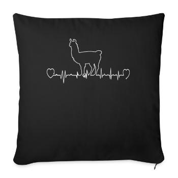 LAMA LLAMA alpaca heart heartbeat gift funny - Sofa pillowcase 17,3'' x 17,3'' (45 x 45 cm) - black - Front
