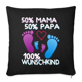 Mama Papa Babyfüße Geschenk Wunschkind Familie - Sofakissenbezug 45 x 45 cm - Schwarz - Vorne