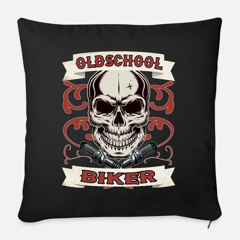 Idée cadeau old school biker moto moto - Housse de coussin décorative 45 x 45 cm - noir