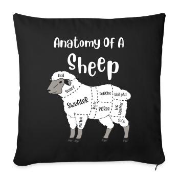 Anatomy of a Sheep Cute Yarn Wool Sheep Knitting - Sofa pillowcase 17,3'' x 17,3'' (45 x 45 cm) - black - Front