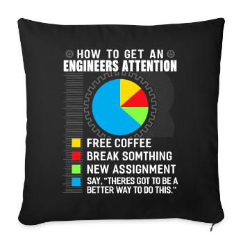 Ingénieur génie mécanique cadeau génie électrique - Housse de coussin décorative 45 x 45 cm - noir - Devant