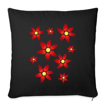 Flowers, Flowers - Sofa pillowcase 17,3'' x 17,3'' (45 x 45 cm) - black - Front