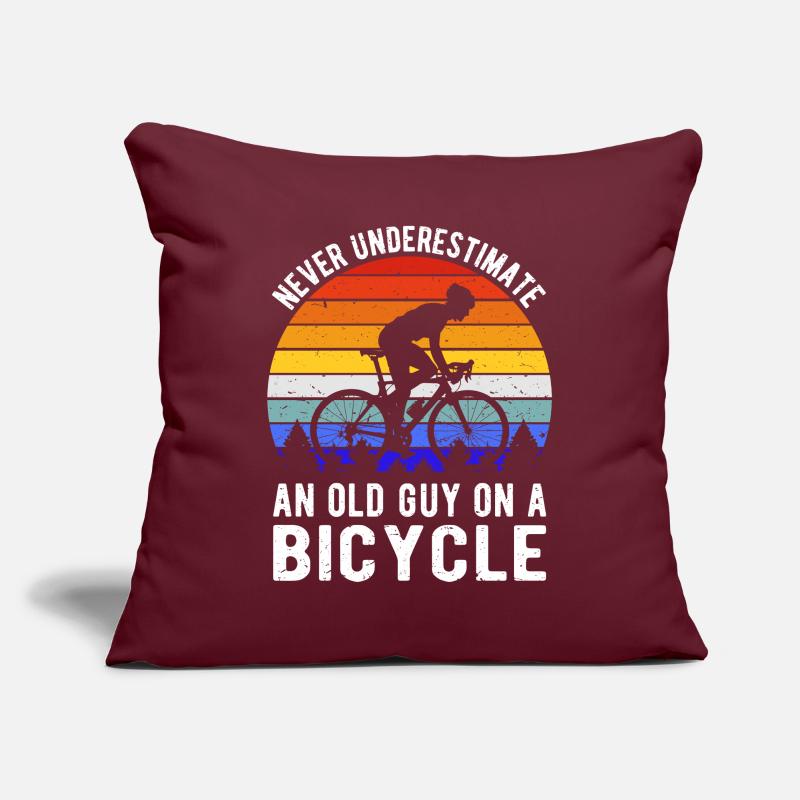 Never Underestimate An Old Guy On A Bicycle I Sofa pillowcase 17,3'' x 17,3'' (45 x 45 cm)