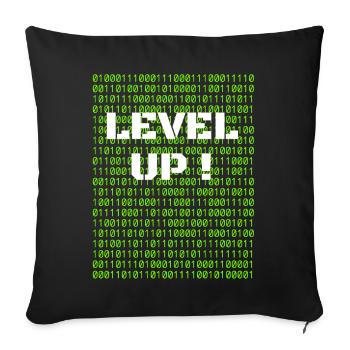 Level up et code binaire - Housse de coussin décorative 45 x 45 cm - noir - Devant