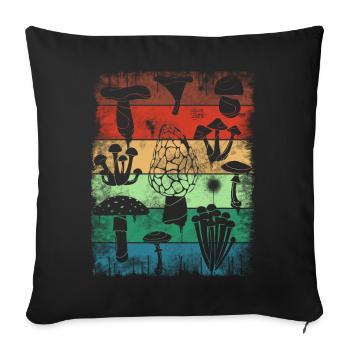 Various Mushrooms Mushroom Picker Retro Vintage - Sofa pillowcase 17,3'' x 17,3'' (45 x 45 cm) - black - Front
