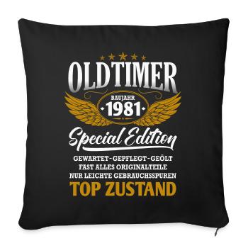 Oldtimer Baujahr 1981 Geburtsjahr Geburtstag - Sofakissenbezug 45 x 45 cm - Schwarz - Vorne