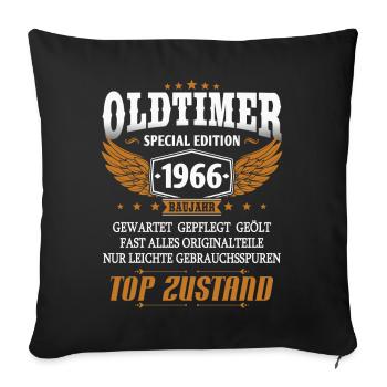 Oldtimer Baujahr 1966 geboren Geburtstag Spruch - Sofakissenbezug 45 x 45 cm - Schwarz - Vorne