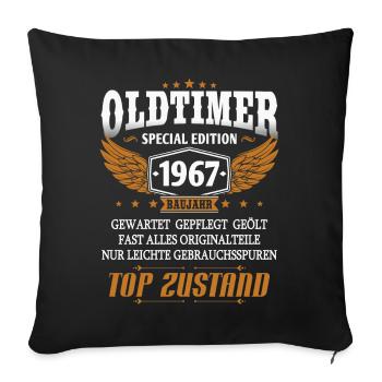 Oldtimer Baujahr 1967 geboren Geburtstag Spruch - Sofakissenbezug 45 x 45 cm - Schwarz - Vorne