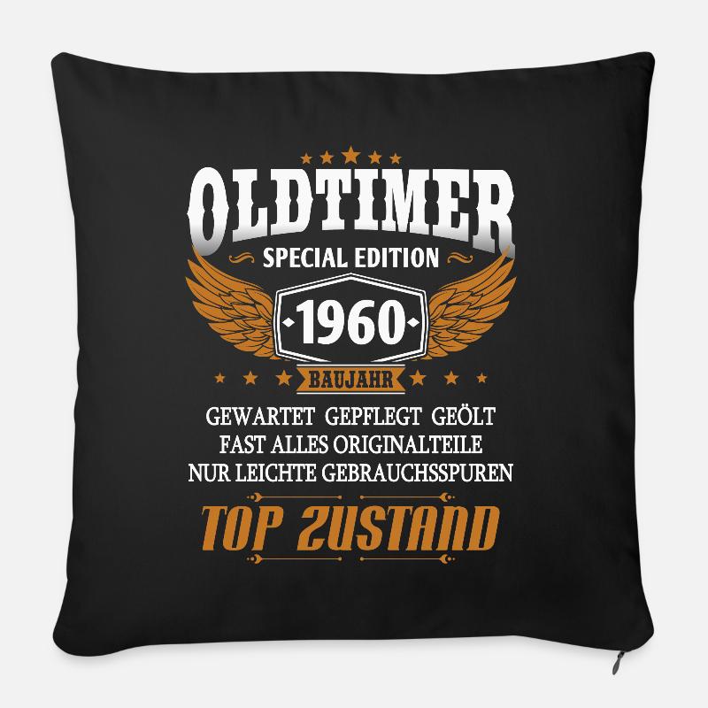 Oldtimer Baujahr 1960 geboren Geburtstag Spruch - Sofakissenbezug 45 x 45 cm - Schwarz