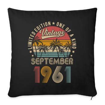 Millésime 1961 Vintage Anniversaire Rétro - Housse de coussin décorative 45 x 45 cm - noir - Devant