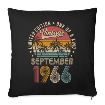 Vintage September 1966 Vintage Birthday Retro - Sofa pillowcase 17,3'' x 17,3'' (45 x 45 cm) - black - Front