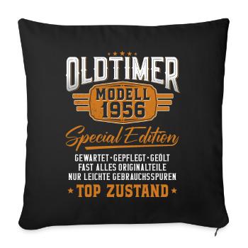 Oldtimer Baujahr 1956 geboren Geburtstagsspruch - Sofakissenbezug 45 x 45 cm - Schwarz - Vorne