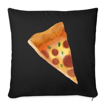 Pizza Pizzastück - Housse de coussin décorative 45 x 45 cm - noir - Devant