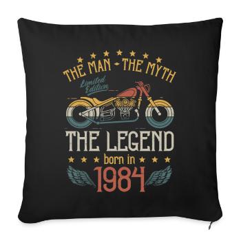 1984 Man Myth Legend Retro Motorcycle Birthday - Sofa pillowcase 17,3'' x 17,3'' (45 x 45 cm) - black - Front