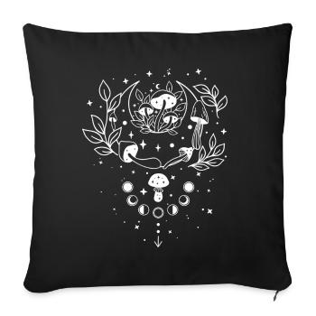Sonne Mond und Pilze - Sofakissenbezug 45 x 45 cm - Schwarz - Vorne