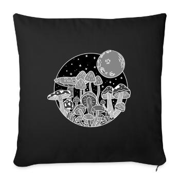 Champignons dans la nature - Housse de coussin décorative 45 x 45 cm - noir - Devant