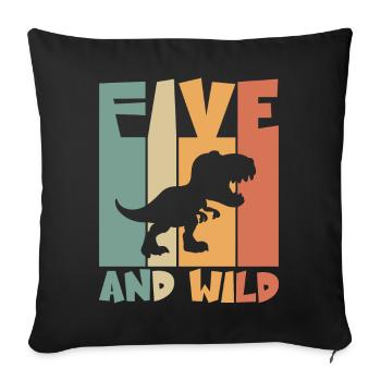 5 birthday Dino 5 years children's birthday - Sofa pillowcase 17,3'' x 17,3'' (45 x 45 cm) - black - Front