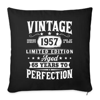 65ème anniversaire né en 1957 Vintage Vintage - Housse de coussin décorative 45 x 45 cm - noir - Devant