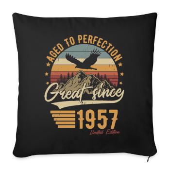 Né en 1957 Vintage Vintage Anniversaire Rétro - Housse de coussin décorative 45 x 45 cm - noir - Devant