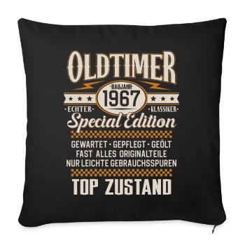 Oldtimer Baujahr Jahrgang 1967 Geburtstag Geschenk - Sofakissenbezug 45 x 45 cm - Schwarz - Vorne