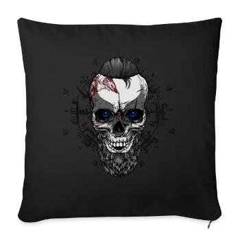 Crâne viking - Housse de coussin décorative 45 x 45 cm - noir - Devant
