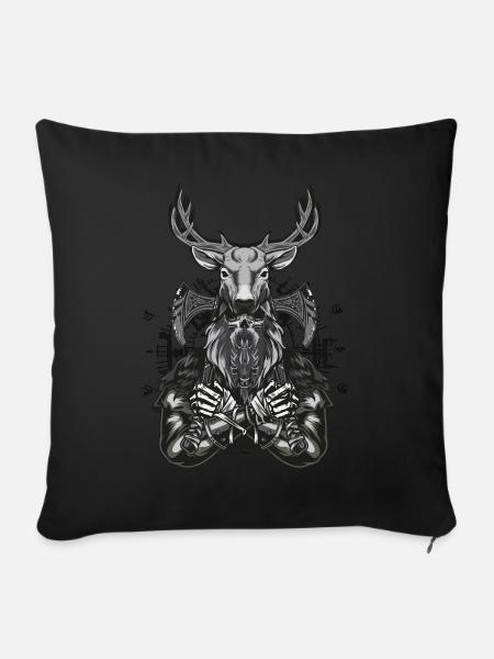 Viking Hirsch - Sofakissenbezug 45 x 45 cm - Schwarz