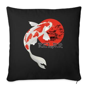 Relax Koi Karpfen Japan Gartenteich Showa - Sofakissenbezug 45 x 45 cm - Schwarz - Vorne