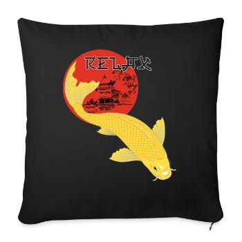 Relax Koi Karpfen Japan Gartenteich Showa - Sofakissenbezug 45 x 45 cm - Schwarz - Vorne
