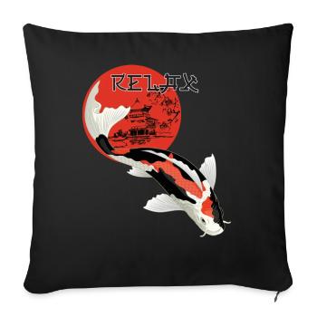 Relax Koi Karpfen Japan Gartenteich Showa Kohaku - Sofakissenbezug 45 x 45 cm - Schwarz - Vorne