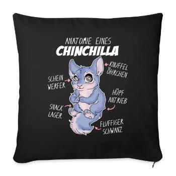 Anatomie eines Chinchilla - Motiv für Liebhaber - Sofakissenbezug 45 x 45 cm - Schwarz - Vorne