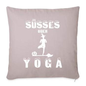 Yoga süßes Halloween Kürbis Kostüm Grusel Lustig - Sofakissenbezug 45 x 45 cm - helles Taupe - Vorne