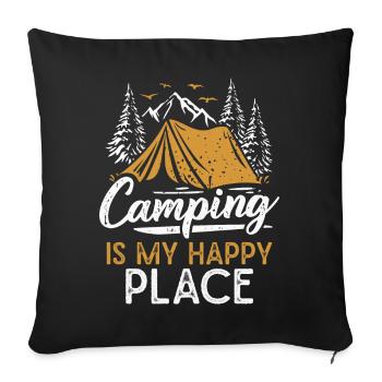 Camping Lieblingsplatz Zelten Berge Wandern Camper - Sofakissenbezug 45 x 45 cm - Schwarz - Vorne