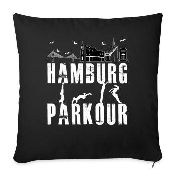 Hamburg Parkour Hoodie für die schönste Stadt - Sofakissenbezug 45 x 45 cm - Schwarz - Vorne