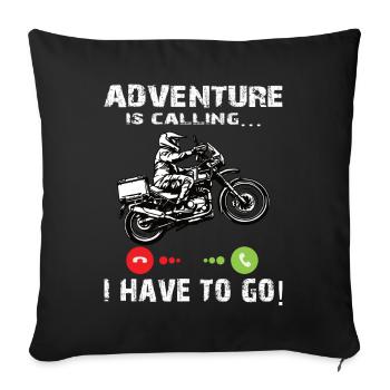Adventure appelle Moto Adventure Bike - Housse de coussin décorative 45 x 45 cm - noir - Devant