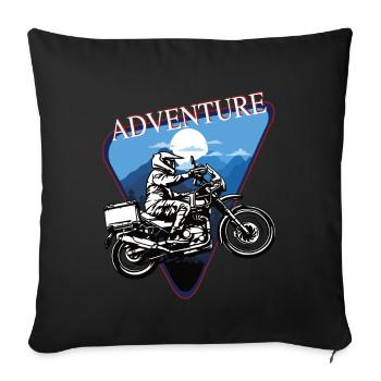 Adventure Motorcycle blue - Adventure Bike blue - Housse de coussin décorative 45 x 45 cm - noir - Devant